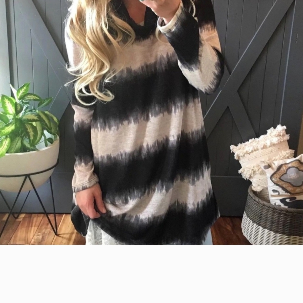 Plus Size Tie Dye Cowl Neck Sweater